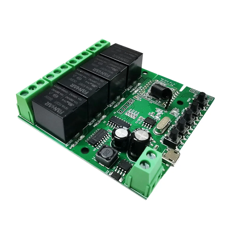 4-канальный умный релейный выключатель ZigBee для гаражных дверей совместимый с Philips