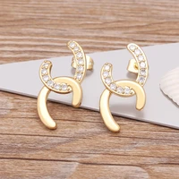 new fashion hot selling fine x shape stud earrings women girl shiny cz best gift for lover wedding bridal jewelry wholesale