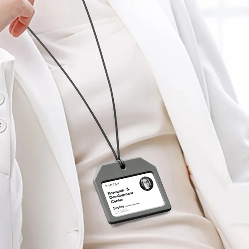Modern Work Card Holder With Silicone Rope Employee ID  Certificate Identity Badge Credit Organizer 2 in 1