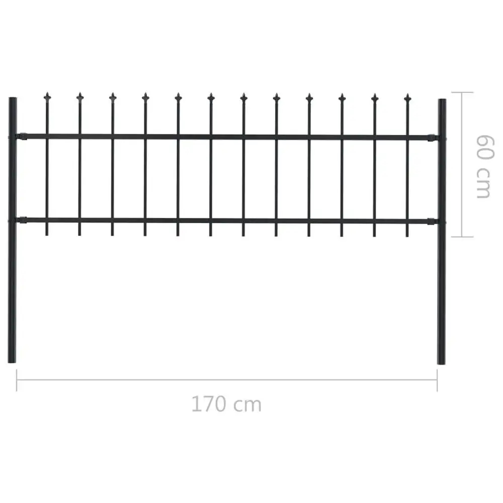 

【USA Warehouse】Garden Fence with Spear Top Steel 66.9"x23.6" Black