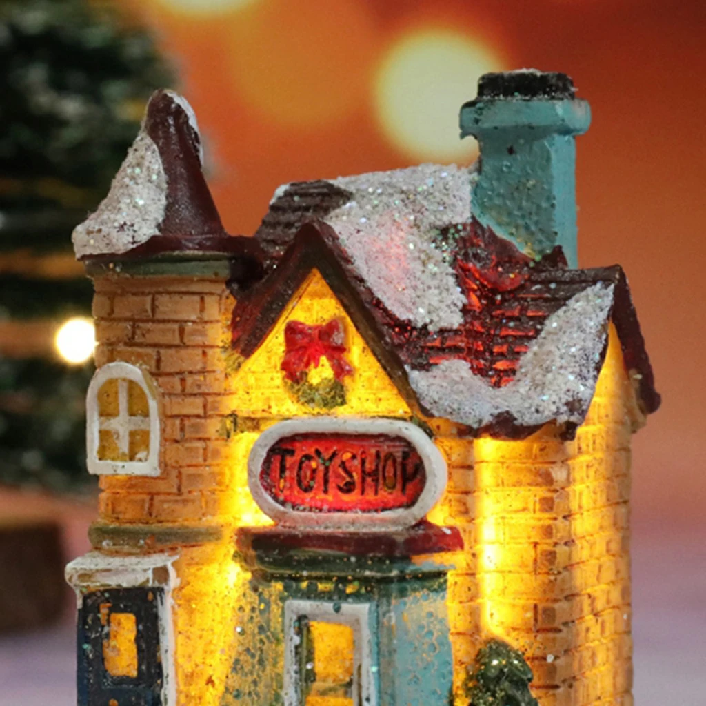 

Lighted Christmas Decoration LED Miniature House Village Building Set Ornaments