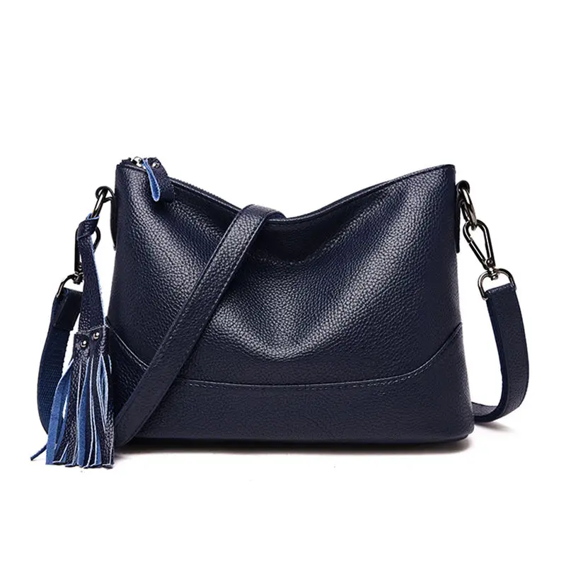 Blue Sac a основной повседневные женские ручные сумки из мягкой натуральной кожи с кисточками сумки на плечо для женщин Bolsas роскошные сумки женские сумки дизайнерские - Цвет: Blue