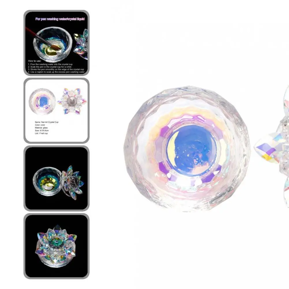 

Пустая стильная стеклянная чашка для маникюра, портативная чашка для маникюра с красочным эффектом для маникюрного салона