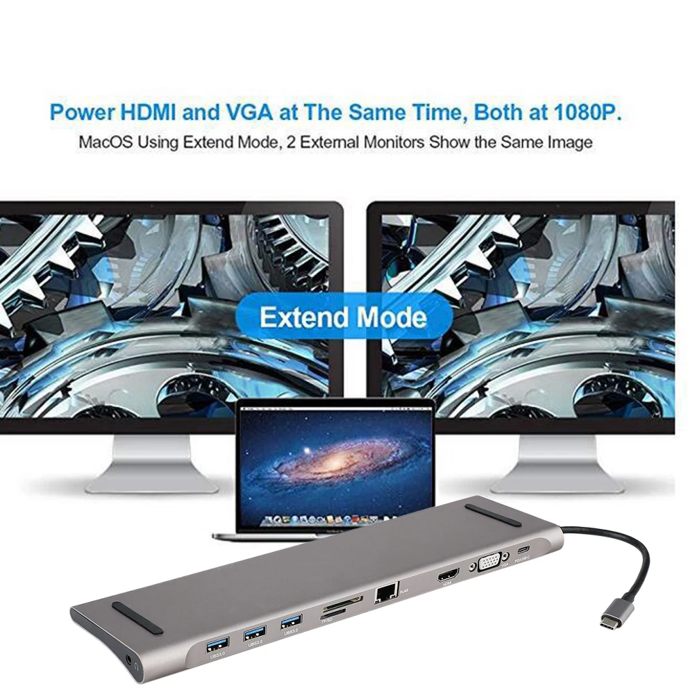 Тип-c к USB3.0 TF SD ридер HDMI VGA RJ45 3,5 type C концентратор USB C к HDMI концентратор USB Mini DP док-станция адаптер для MacBook Pro