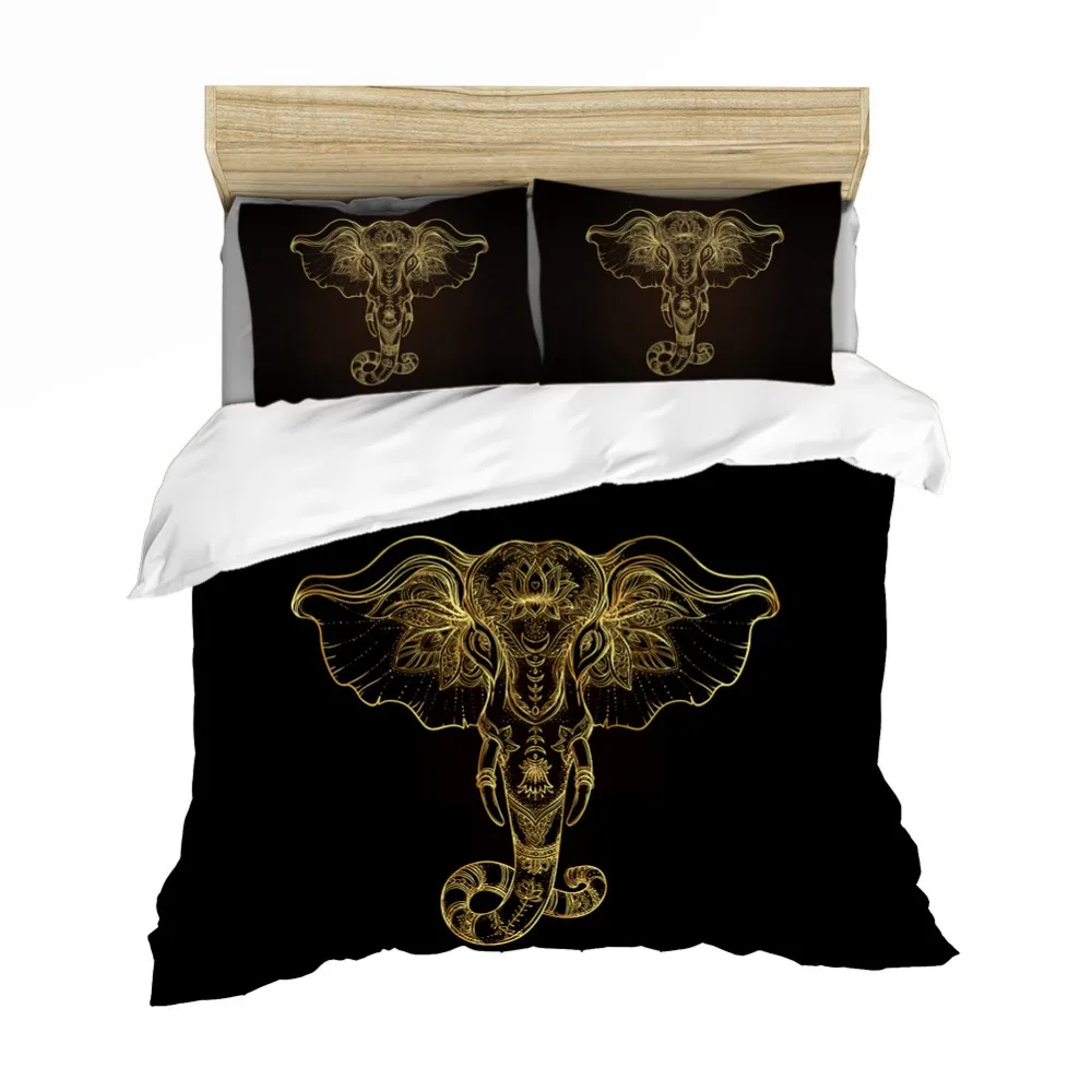 Золотой слон Лотос пододеяльник черный роскошный комплект постельного белья