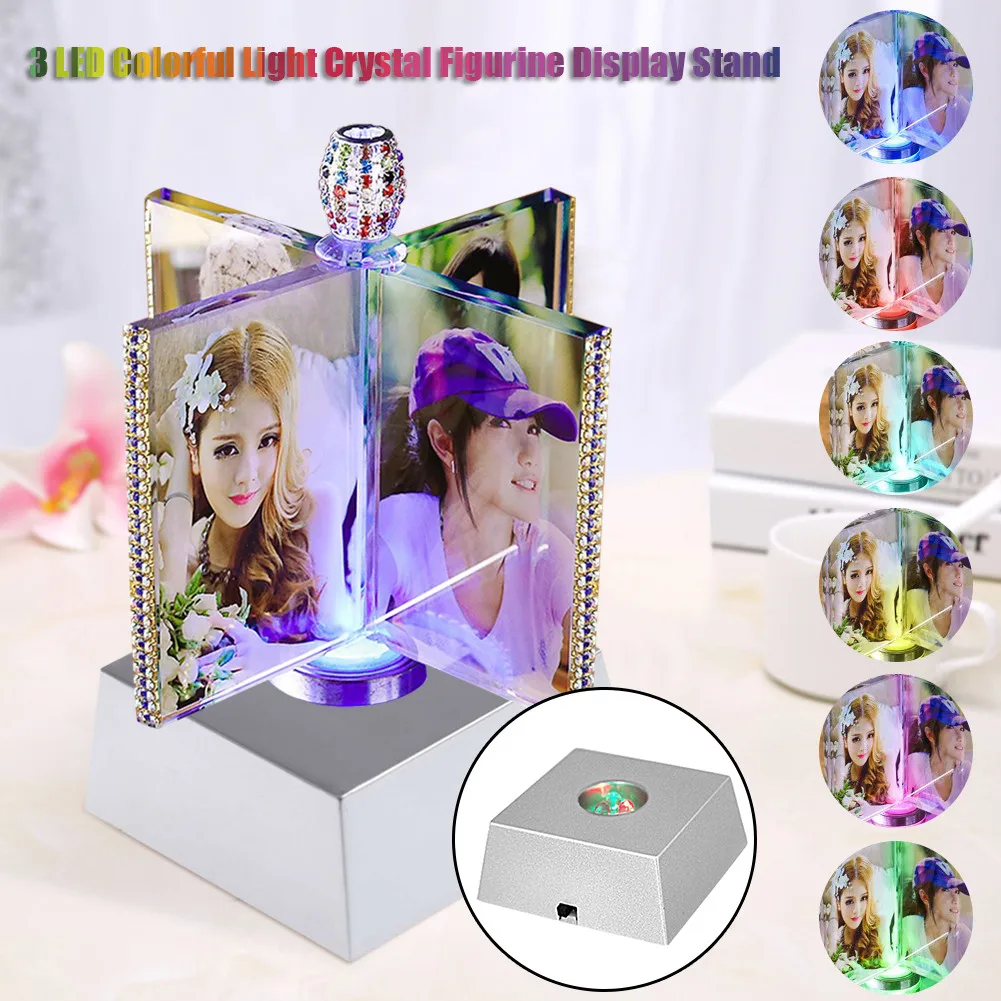 

LEDs Home Colorful Changing Light Crystal Tower Crystal Display Stand Light Decoration Figurine Display Stand Without Liberal