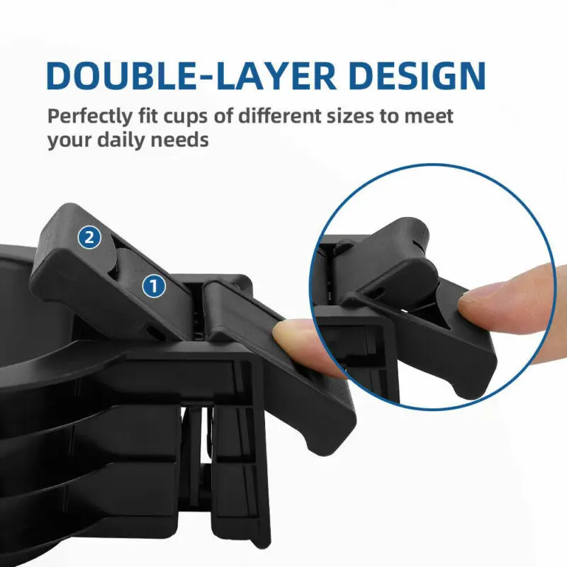 

Adjustable Cup Holder Black Insert Divider Highlander Interior Removable Upgraded 1*