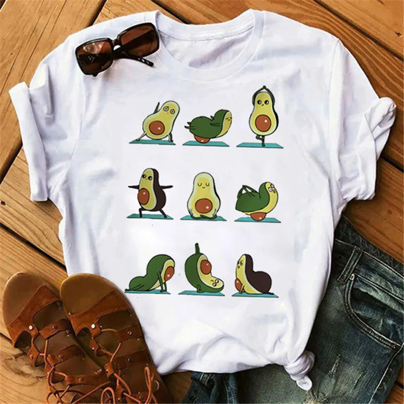 

Nieuwe Vrouwen T-shirts Zomer Leuke Avocado Gedrukt Tops Tees Vrouwelijke T-shirt Korte Mouw Wit T-shirt Voor Lady Casual Tops