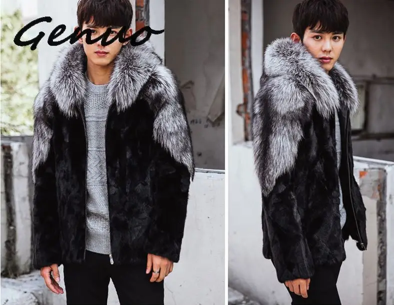 Genuo, новинка, S/6Xl, мужские пальто из искусственного меха, пэчворк, с капюшоном, зима, осень, теплая, из кусков, меховая верхняя одежда размера плюс, Мужская Меховая одежда