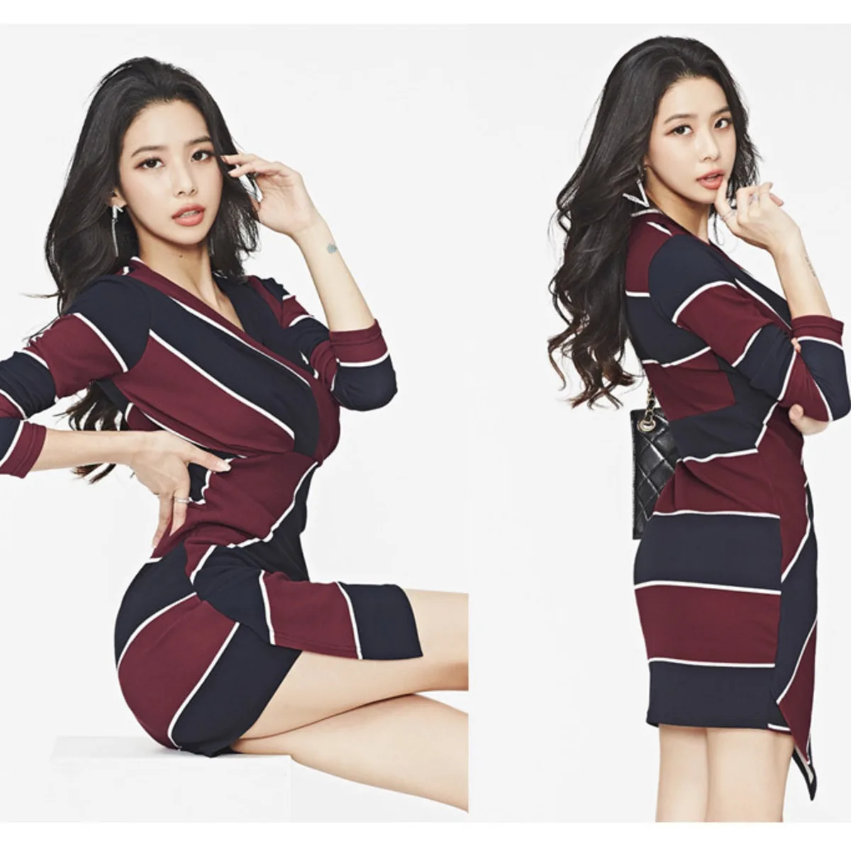 

BacklakeGirls 2020 New Women V-Neck Long Sleeve Striped Print Bodycon Mini Dress Sexy Party Night Club Dress Vestido Mujer