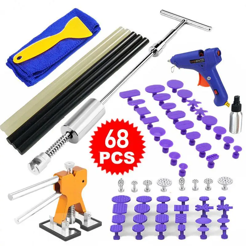 

35PCS Dent Puller Slide Hammer T-Bar Tool, Dent Puller with 24pcs Dent Removal Pulling Tabs for Car Auto Body Hail Damage Remove