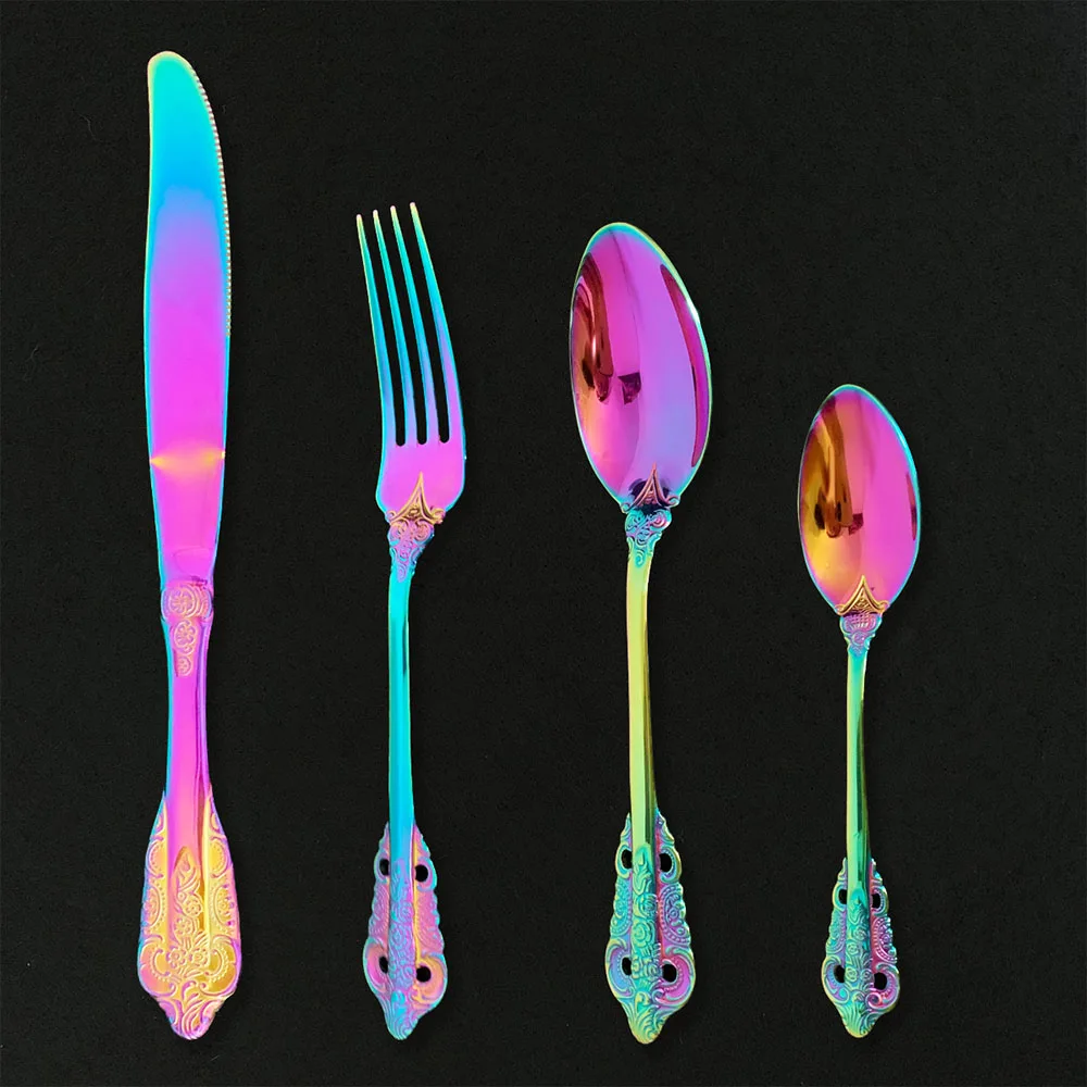 16 шт./компл. набор столовых приборов 304 нержавеющая сталь посуды ножи вилки ложки