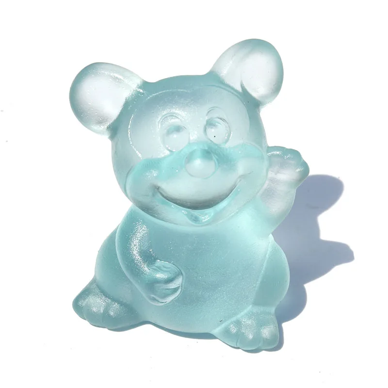 

1 Pcs man made blue glass lovely mouse craft for home decor