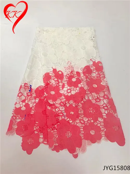 JYG15808 Beautifical цветок африканский гипюр кружевная ткань белый и синий Высокое качество Африканский водорастворимый шнур кружевная ткань JYG15801 - Цвет: JYG15808