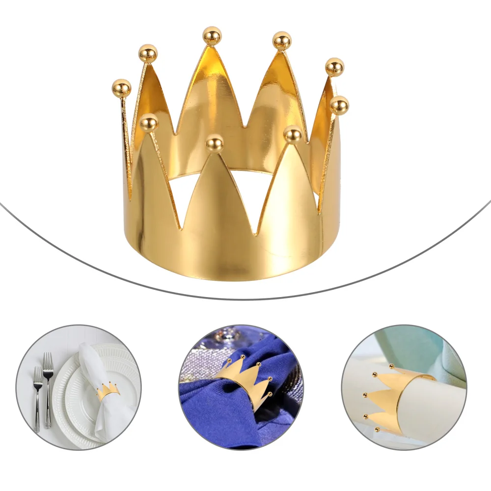 

4Pcs Crown Napkin Rings Fashion Napkin Buckles Table Accessories (Golden)