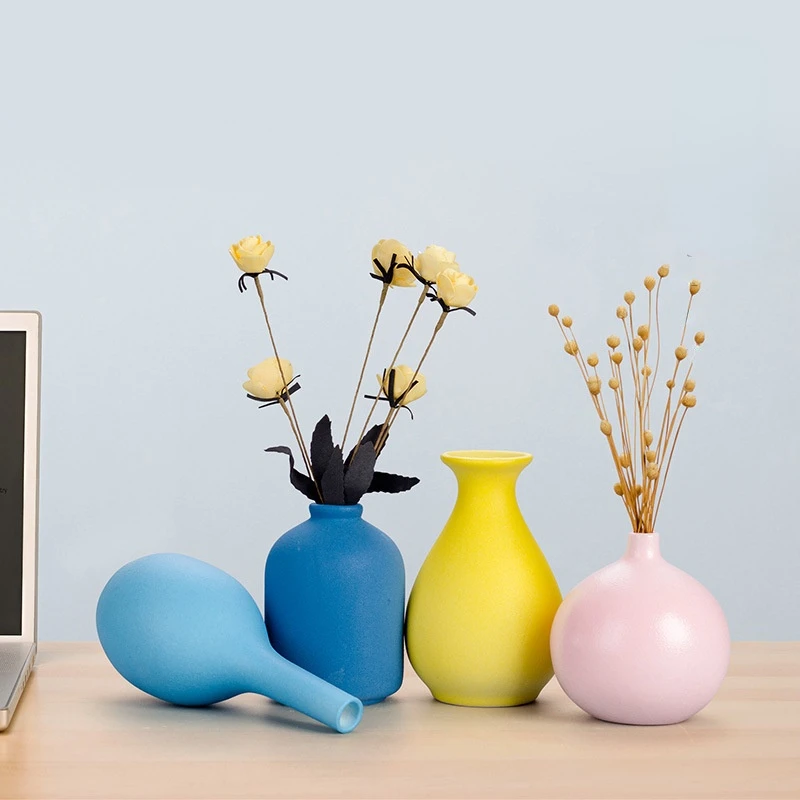 

Creative Ceramic Vase Blue Small Home Decoration Crafts Flower Arrangement Vase