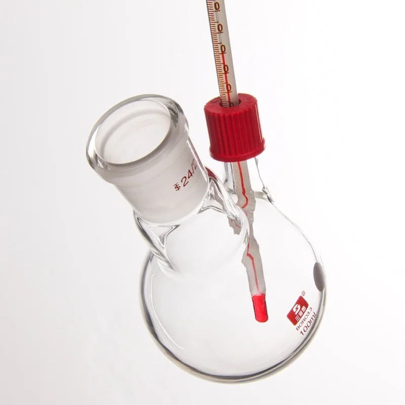 Наклонная два Порты и разъёмы фляга круглое дно реакции бутылки резьбовые