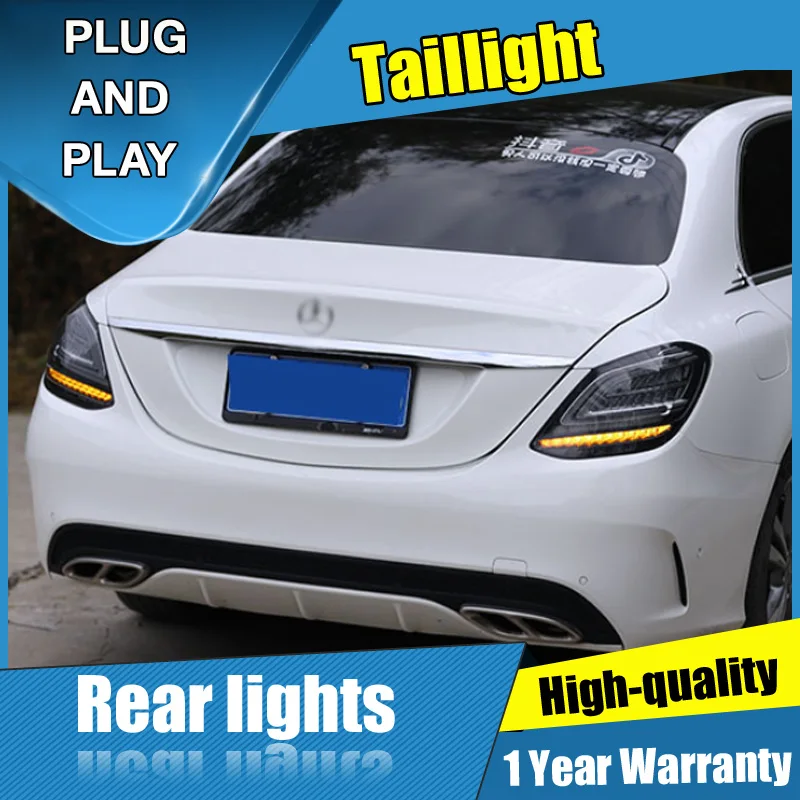 

Car Styling for Benz W205 LED Taillights 2014-2020 for W205 Dark or Red ALL LED Tail Lamp+Turn Signal+Brake+Reverse LED light