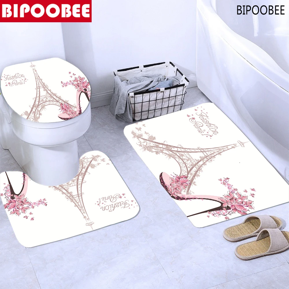 Модная занавеска для душа на высоком каблуке занавески ванной комнаты Розовая