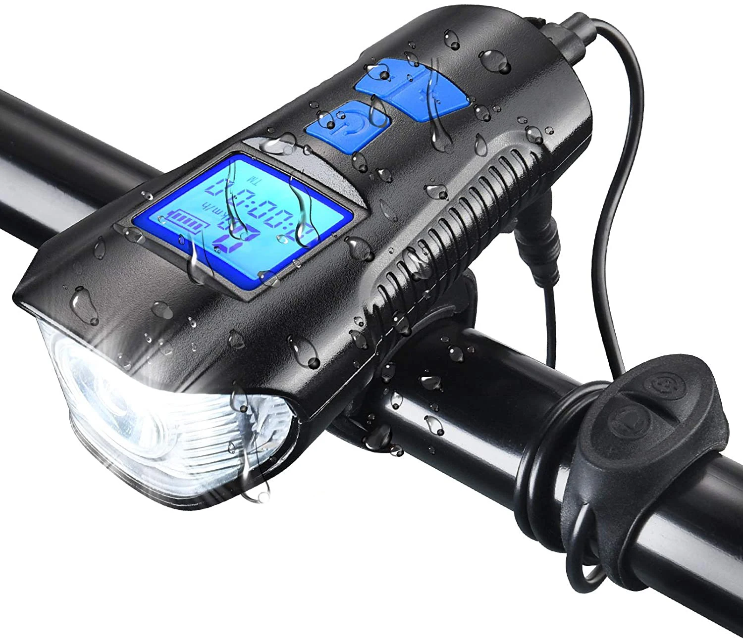 

LED Bicycle Front Lights USB Rechargeable Bicycle Speedometer Bell Headlight Waterproof Front Lights Suitable for All Bike