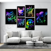 neon wind cool dj animal leopard dog orangutan wall art canvas poster printing picture home living room decoration painting