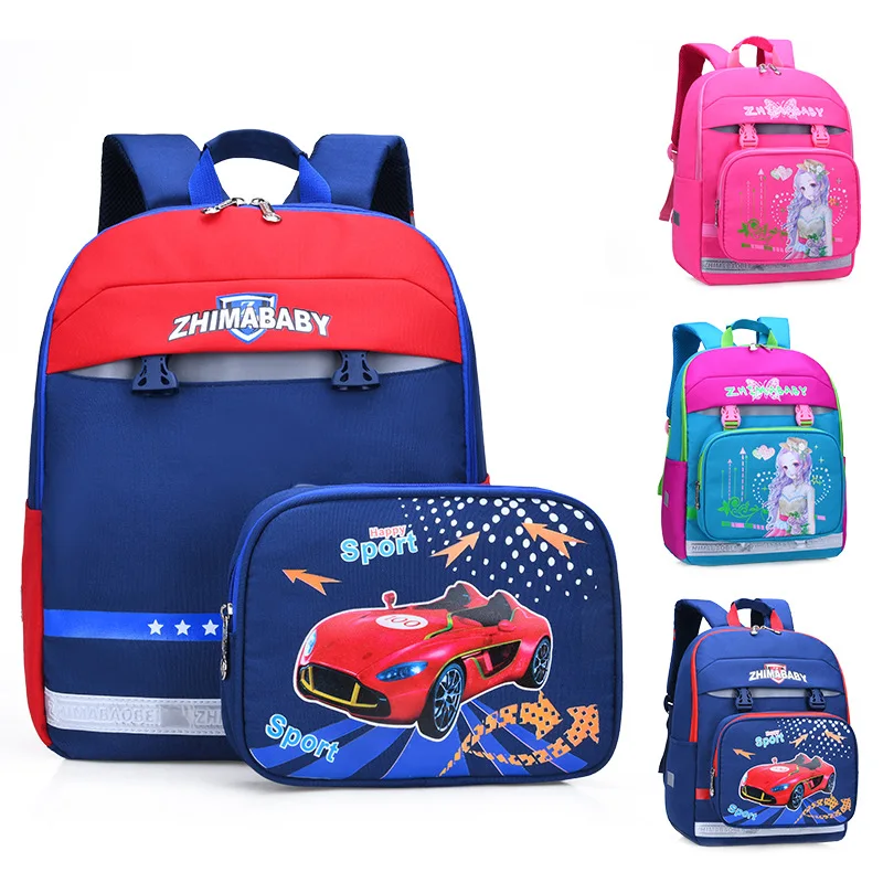 

Orthopedic School Bags for Kids Removable backpack Printing Cartoon Car Design Backpack Waterproof Book Bag for Students Bag New