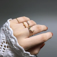 5 sets of charm ring europe and america simple temperament moon gold ladies ring combination five piece wholesale sales