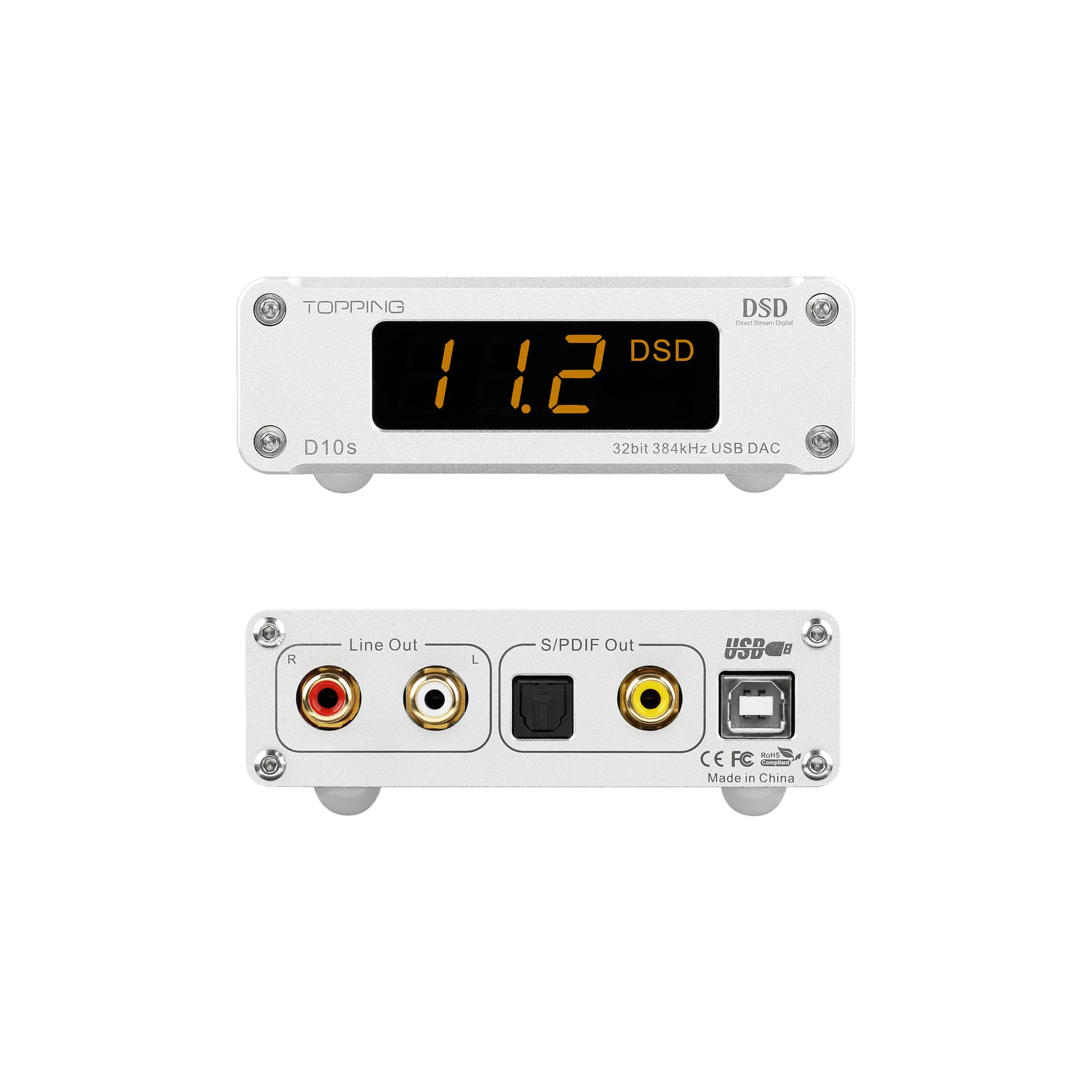 Усилитель звука TOPPING D10s MINI USB DAC XMOS XU208 ES9038Q2M DSD256 PCM 384 кГц|Цифро-аналоговые