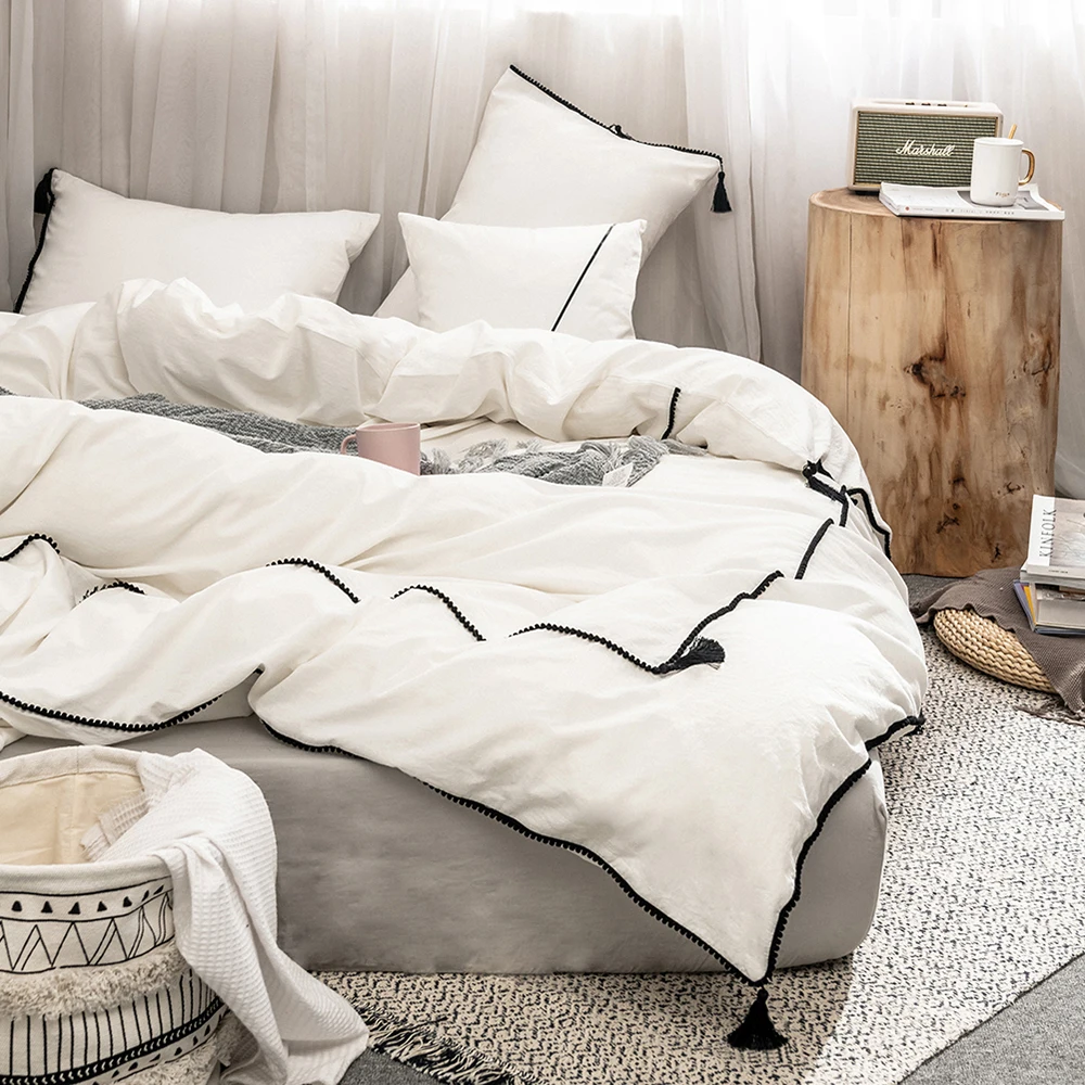 

Single Color Bedding With Pendant For Washable Comfortable Bedding For Adults luxury bedding sets duvet cover