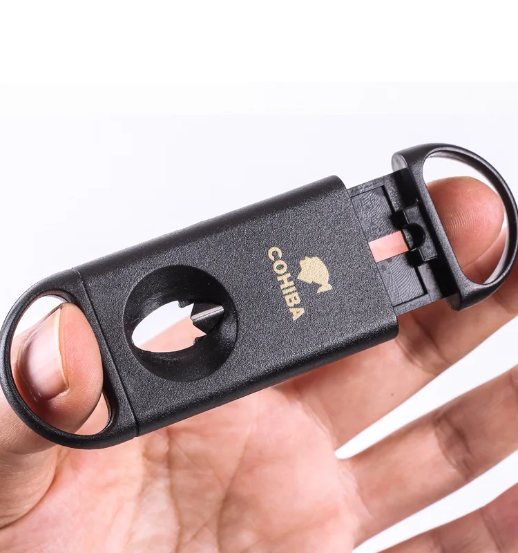 

COHIBA Plastic Handle Stainless Steel V Shaped Blade Black Cigar Cutter Scissors V-Cut clipper port cuba Accessories