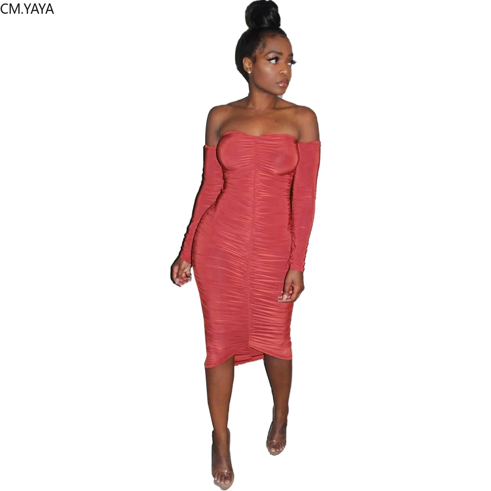 Женское платье средней длины с длинным рукавом и вырезом лодочкой Повседневное