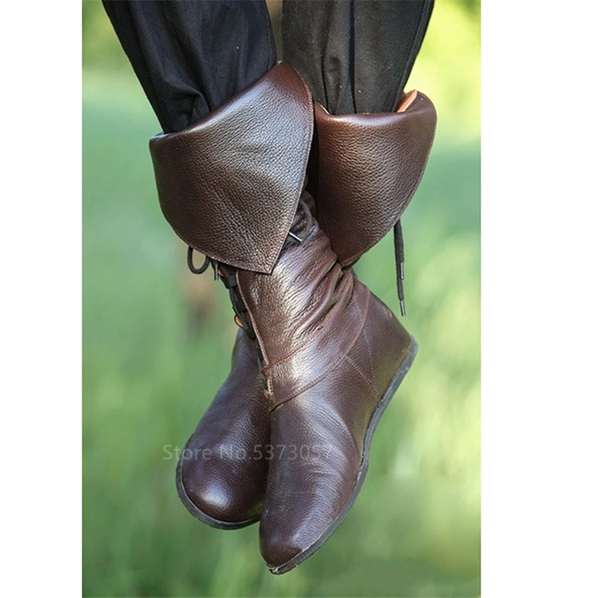 Ботинки мужские винтажные со шнуровкой ботинки в средневековом стиле сказочные