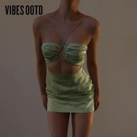 vibesootd fashion summer halter sexy backless mini dress holiday elegant skinny sleeveless club party dresses bodycon