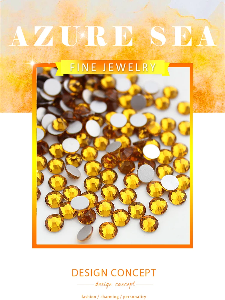 Стразы YL золотого и желтого цвета без горячей фиксации для дизайна ногтей