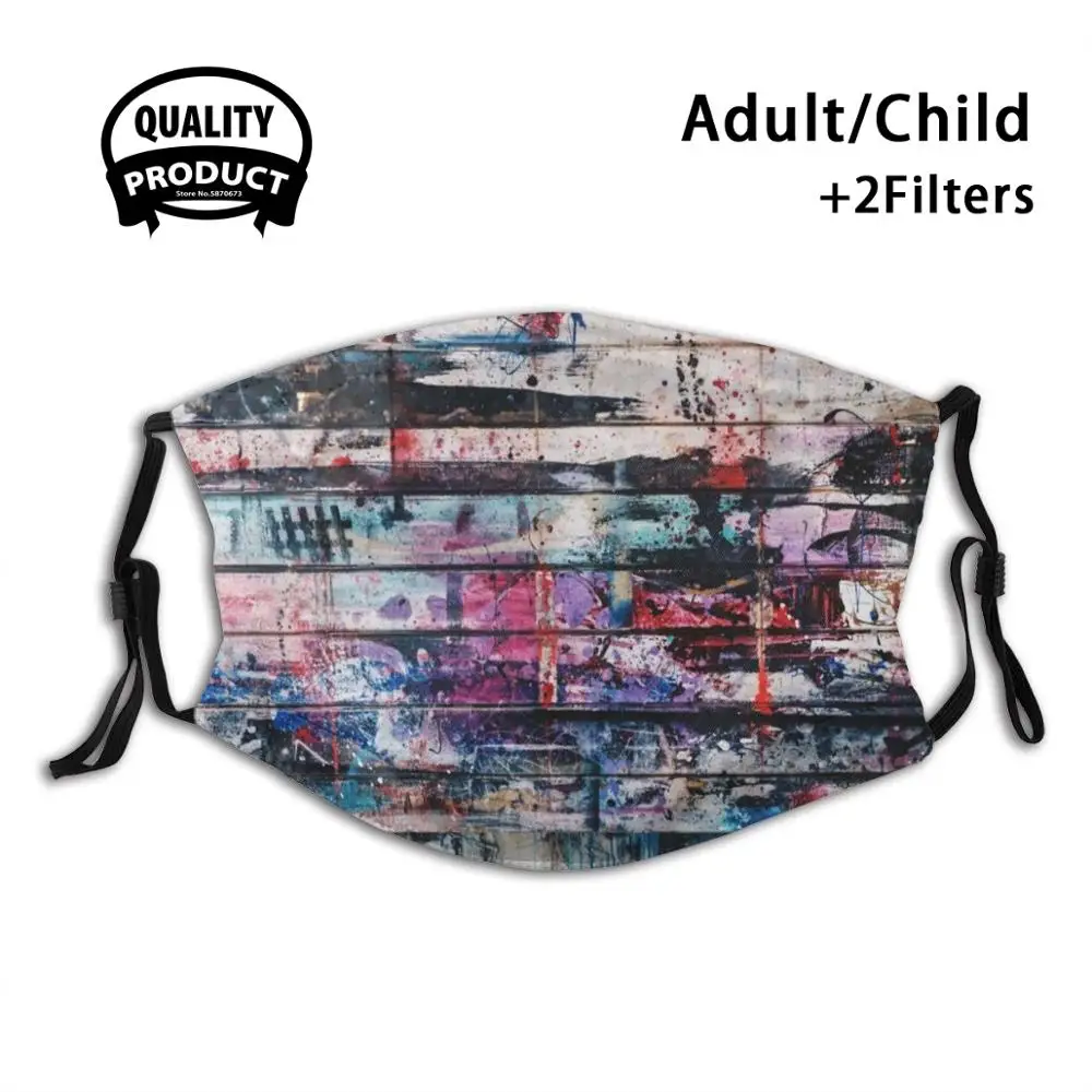 

Splattered Paint On Wall Anti Dust Face Mask Washable Filter Reusable Washable Wall Beautiful Cute Modern Astros Big Hawk Big