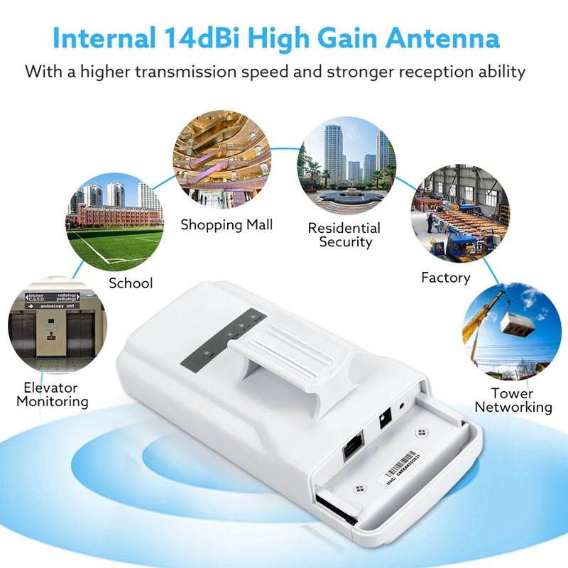 

2 Pcs Wireless WiFi Bridge Outdoor CPE Router WIFI Extender 5.8G 450Mbps Access Point Long Range Supports 2.5KM EU Plug