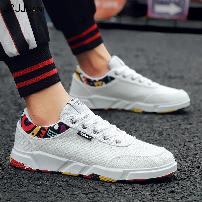 Повседневная Вулканизированная обувь для мужчин прошитая парусиновая на