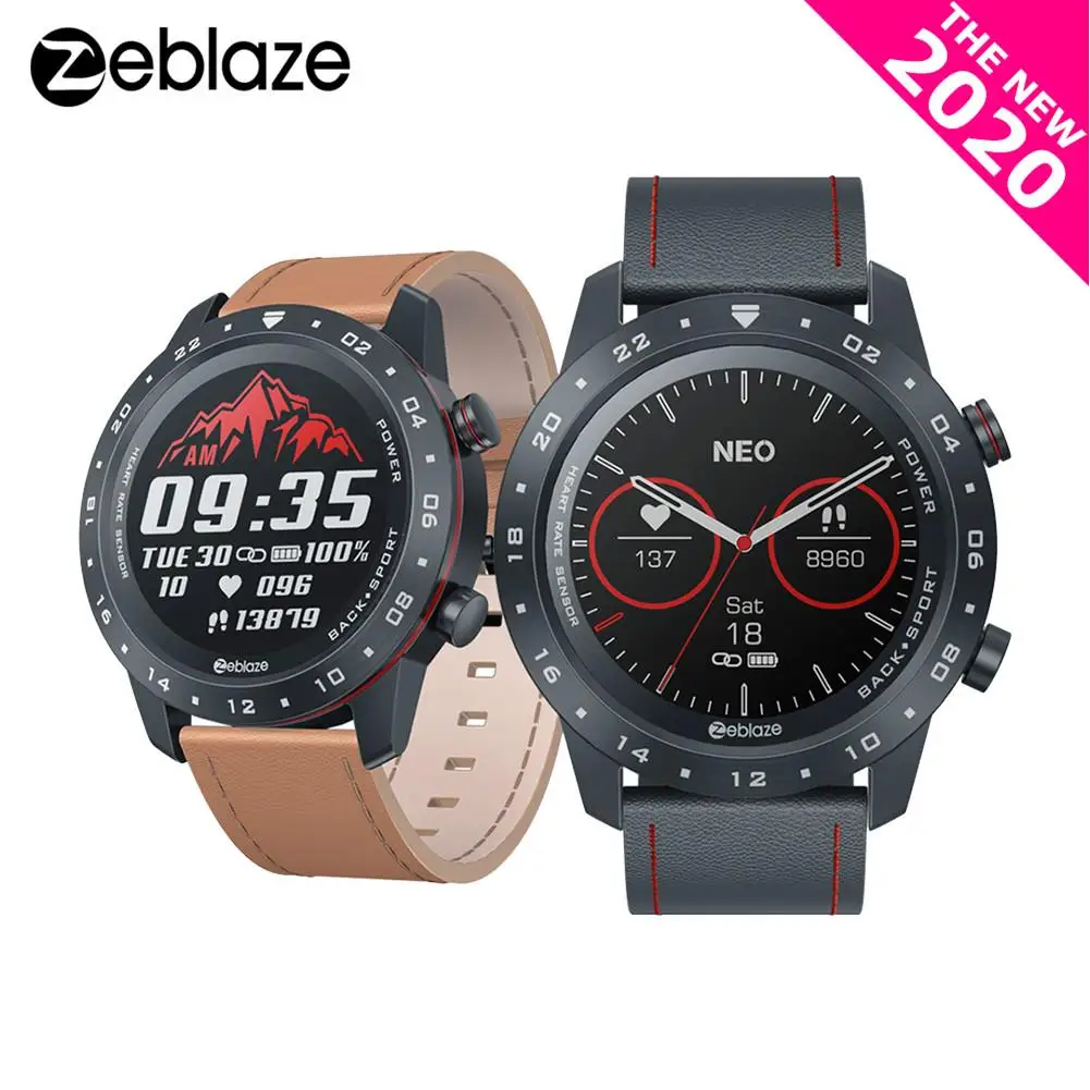 Новинка 2020 г. Смарт часы Zeblaze NEO 2 с круглым сенсорным экраном Bluetooth пульсометром