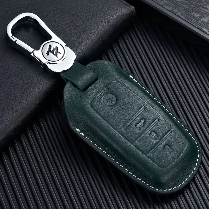 

Leather Key Fob Cover for Toyota Kluger Highlander 2018 2019 Land Cruiser Rav4 Fortuner Kijang Innova Smart Key Protective Case