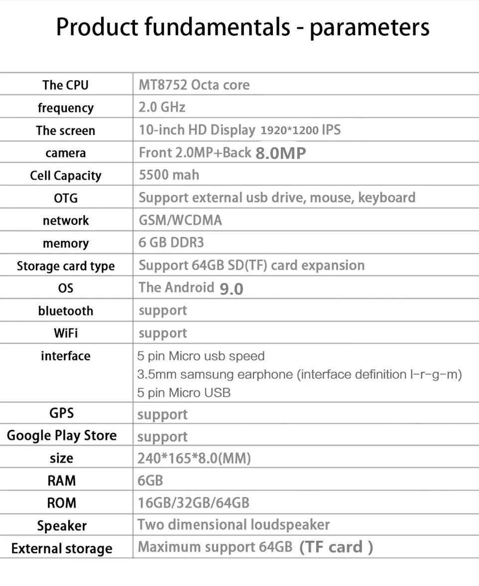 Супер закаленное 2.5D стекло 4G FDD LTE 10 дюймов планшетный ПК Восьмиядерный 6 ГБ ОЗУ 128 Гб ПЗУ 1920*1200 ips экран wifi Android 9,0 gps