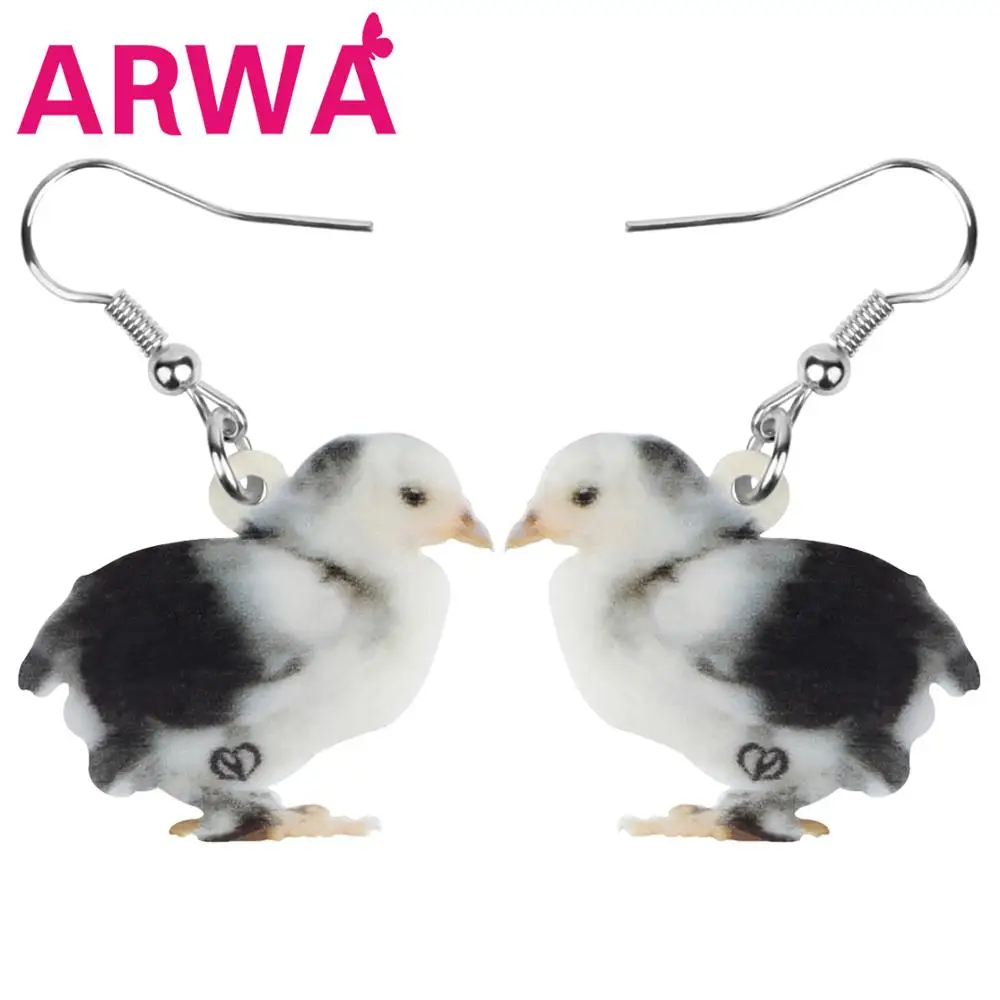 Акриловые серые серьги ARWA в виде цыпленка курицы длинный принт милые животные на