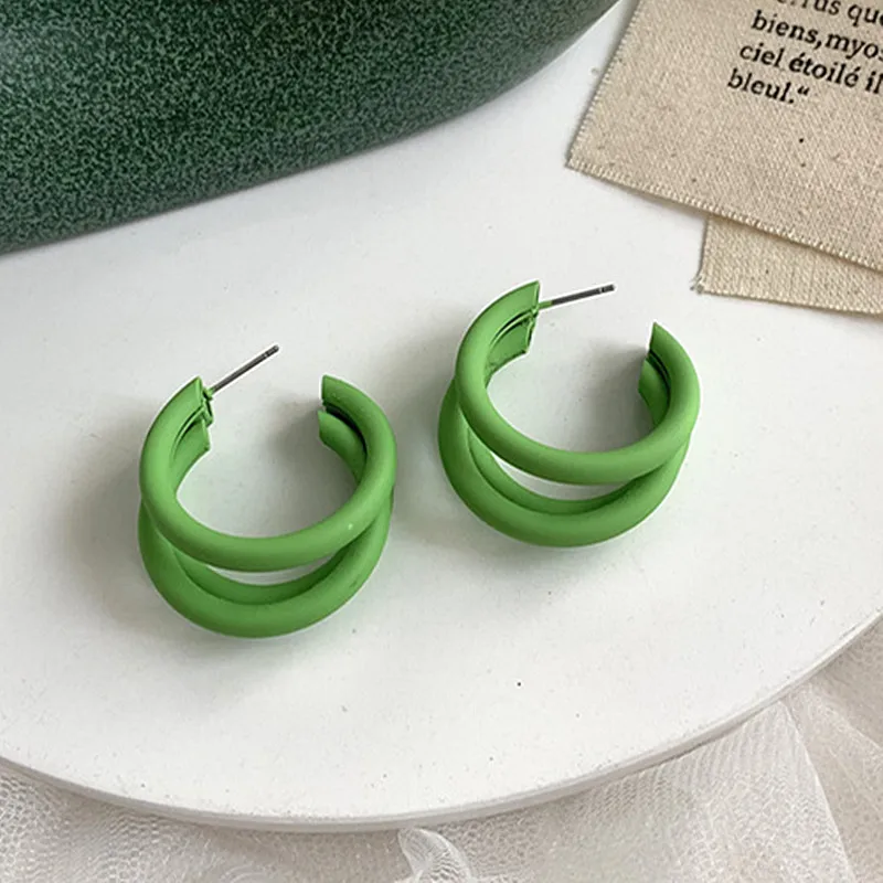 Green Avocado Fruit Stud Earrings For Women Acrylic Flowers Heart Geometric Round Sweet Female Fashion Jewelry | Украшения и