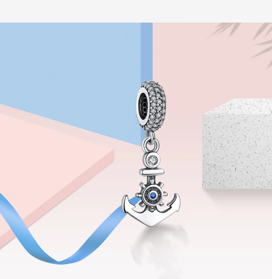 Новые модные 925 стерлингового серебра Морской корабль очарование кулон CZ бусины