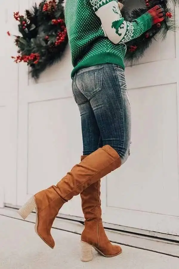 Thigh High Over the Knee High Boots Fashion Boots Lady Winter Warm Pointed toe Sexy Zipper Women Boots Comfortable Female Shoes