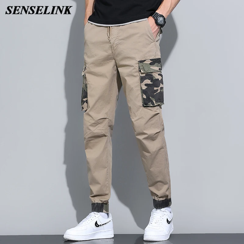 

2021 Summer New Khaki Outdoor Cargo Pants Men Multi Pocket Jogger Tactical Pants Casual Loose Cargo Pants Men Big Size 29-38