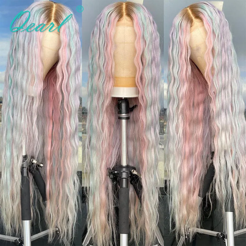 

Human Hair Lace Frontal Wig for Women 13x4/13x6 Loose Deep Wave Lace Front Wigs Pink Ash Blonde Highlights Remy Hair 150% Qearl