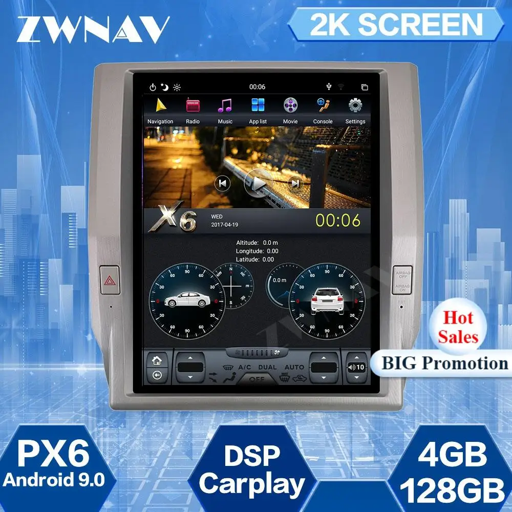 

4+128G Tesla Screen For Toyota Tundra 2014 2015 2016 2017 Android 9 Car Multimedia Player GPS Navigation Audio Radio Stereo Unit