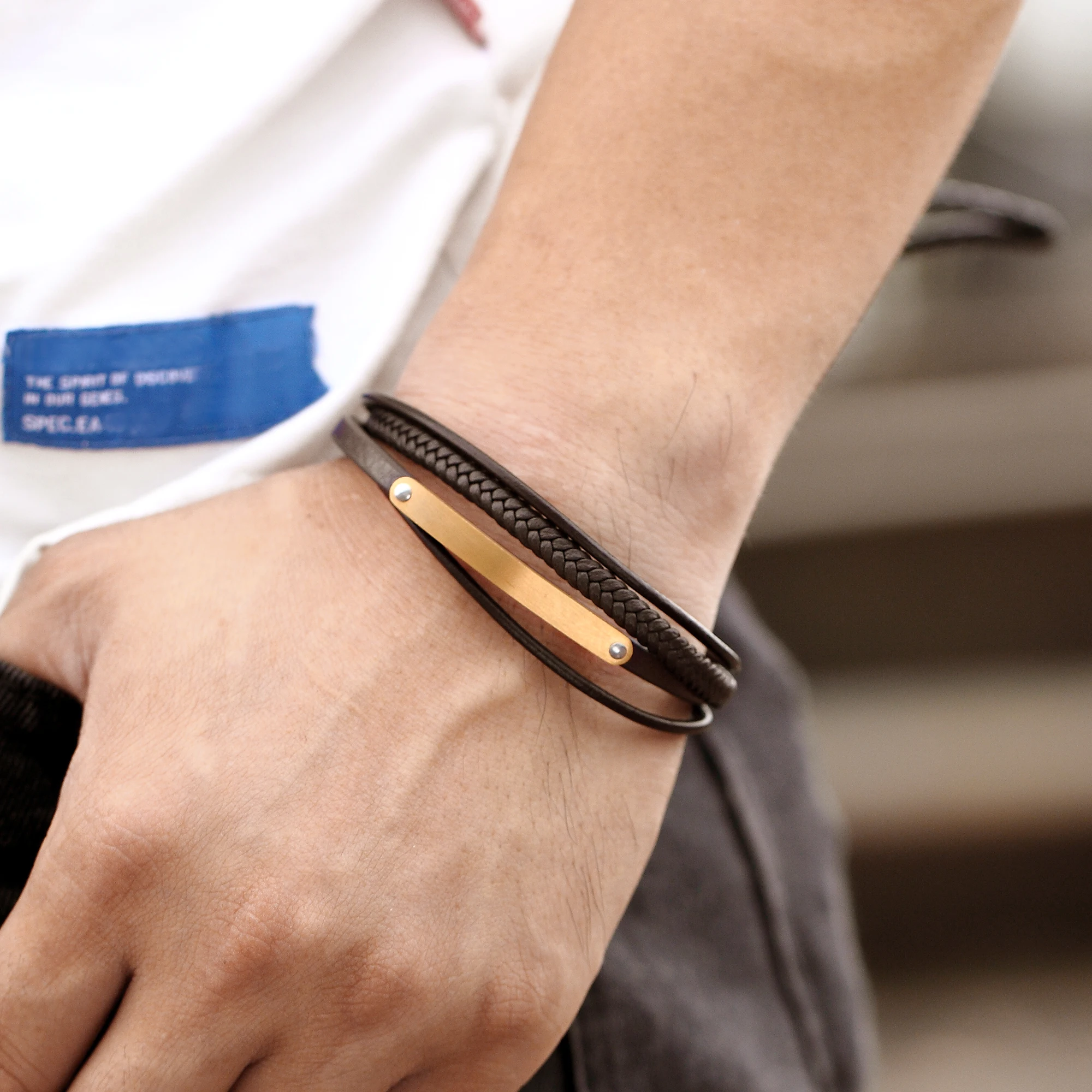 Fashion Genuine Leather Bracelet Men Black Braid Multilayer Rope Chain Stainless Steel ID Brand Magnetic Clasp Male Jewelry Gift | Украшения