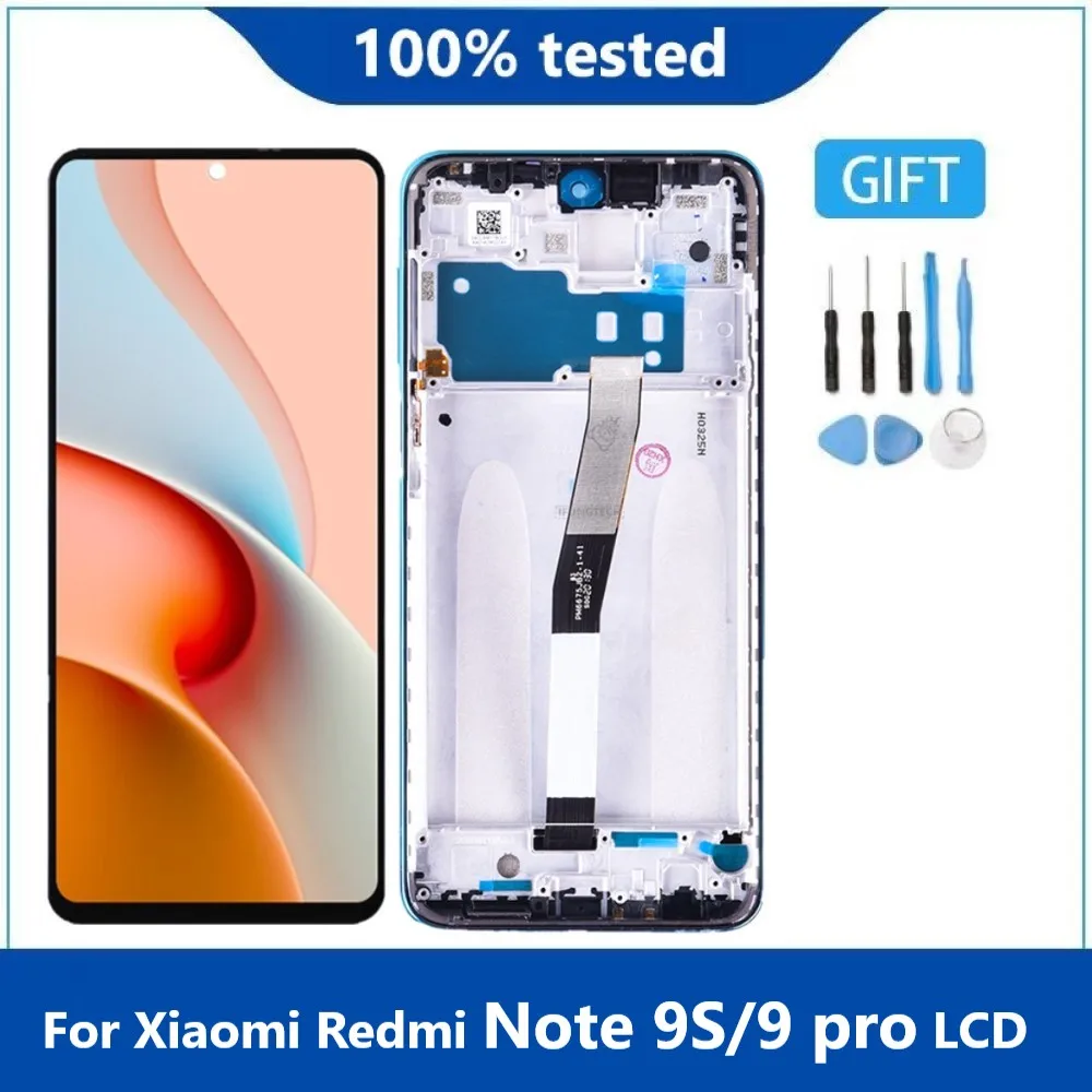 

Оригинальный ЖК-экран для Xiaomi Redmi Note9S 9pro, ЖК-экран для Xiaomi Redmi Note 9s 9 PRO, ЖК-экран с рамкой