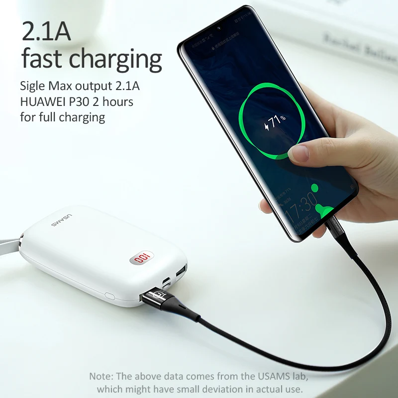 USAMS power Bank 10000 мАч светодиодный дисплей с двумя портами usb мини-Банк питания для Xiaomi